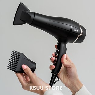 1+1=3 фен VGR чорний + плойка хвиля KEMEI 18 ММ