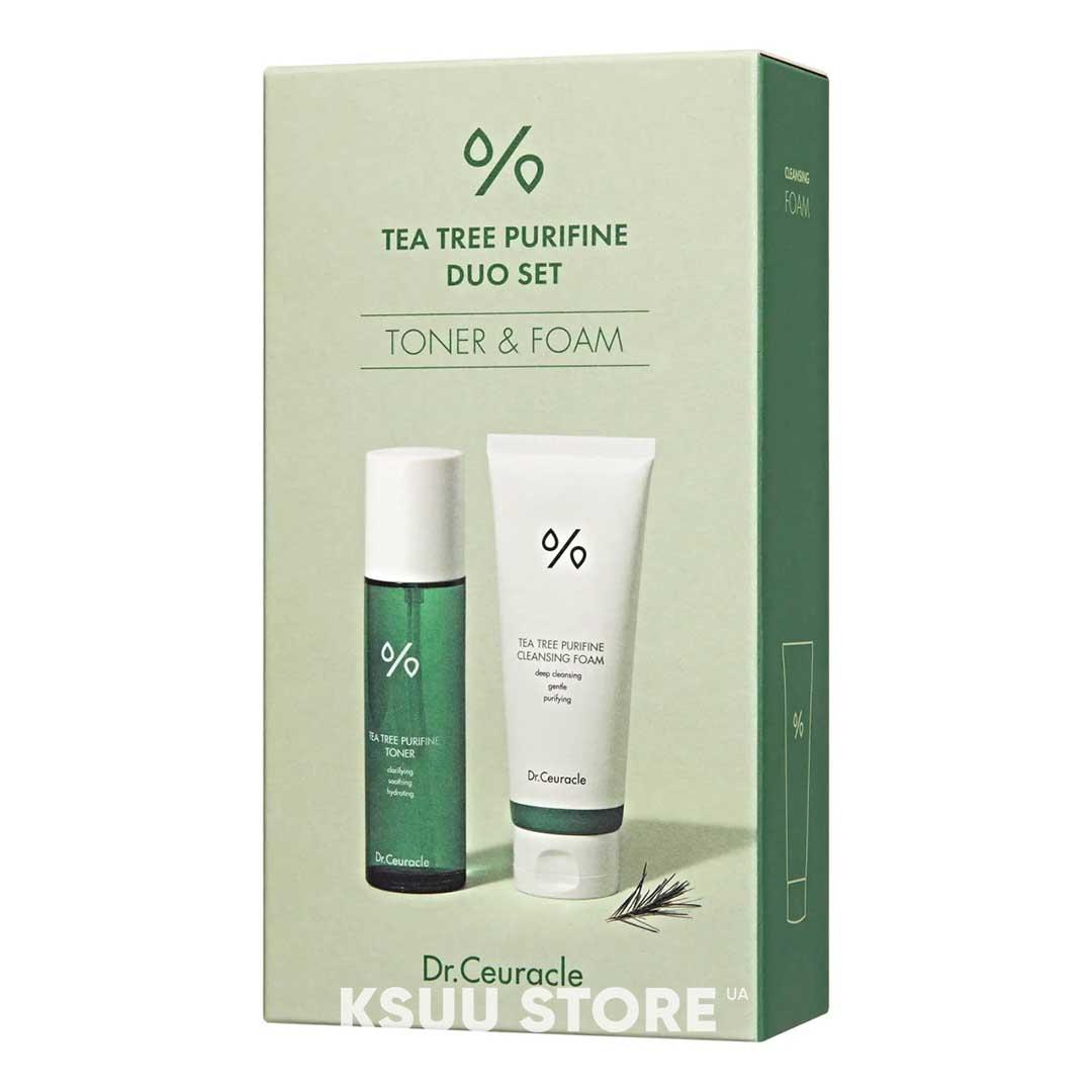 Набір засобів з чайним деревом (тонер + пінка для вмивання) Dr.Ceuracle Tea Tree Purifine Duo Set